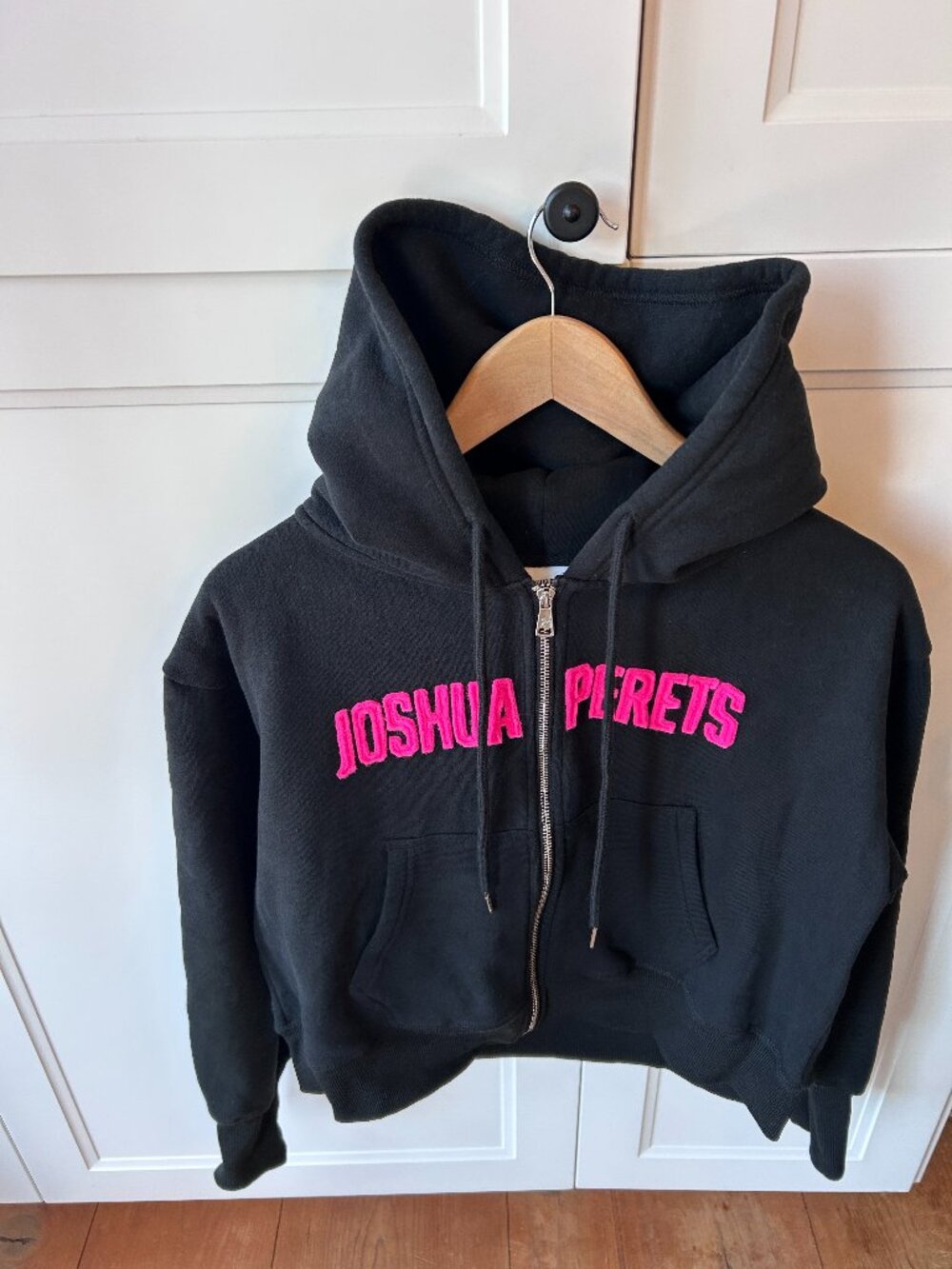 Joshua Perets, Relaxed-Fit Zip-Up Hoodie, black, pink, medium